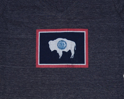 Junior Wyoming Flag V-Neck